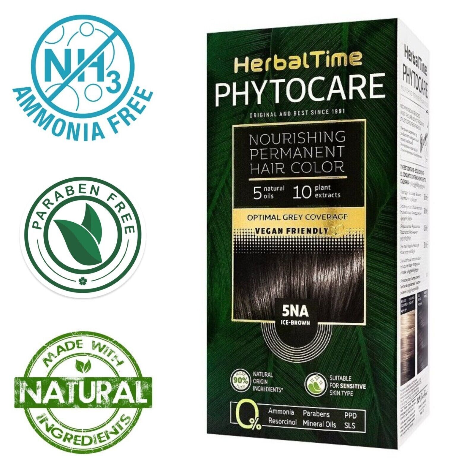 Tinta per capelli nutriente senza ammoniaca 5NA Marrone ghiaccio Herbal Time