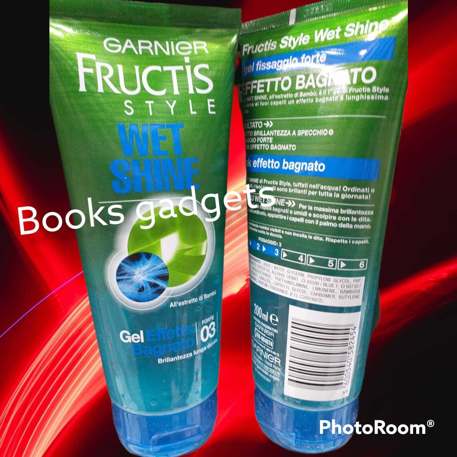7 pz Garnier Fructis Style WET SHINE Gel Fissaggio Forte 3 Effetto Bagnato 200ml