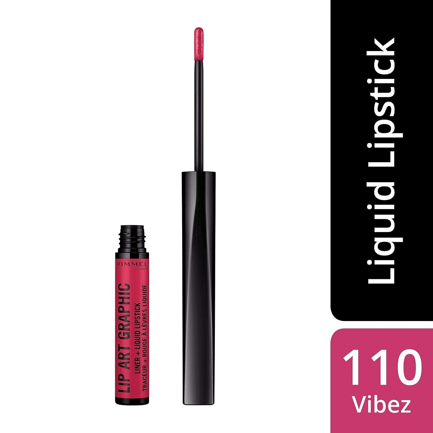 RIMMEL LONDON LIP ART GRAPHIC LINER&LIQUID LIPSTICK 110 VIBEZ