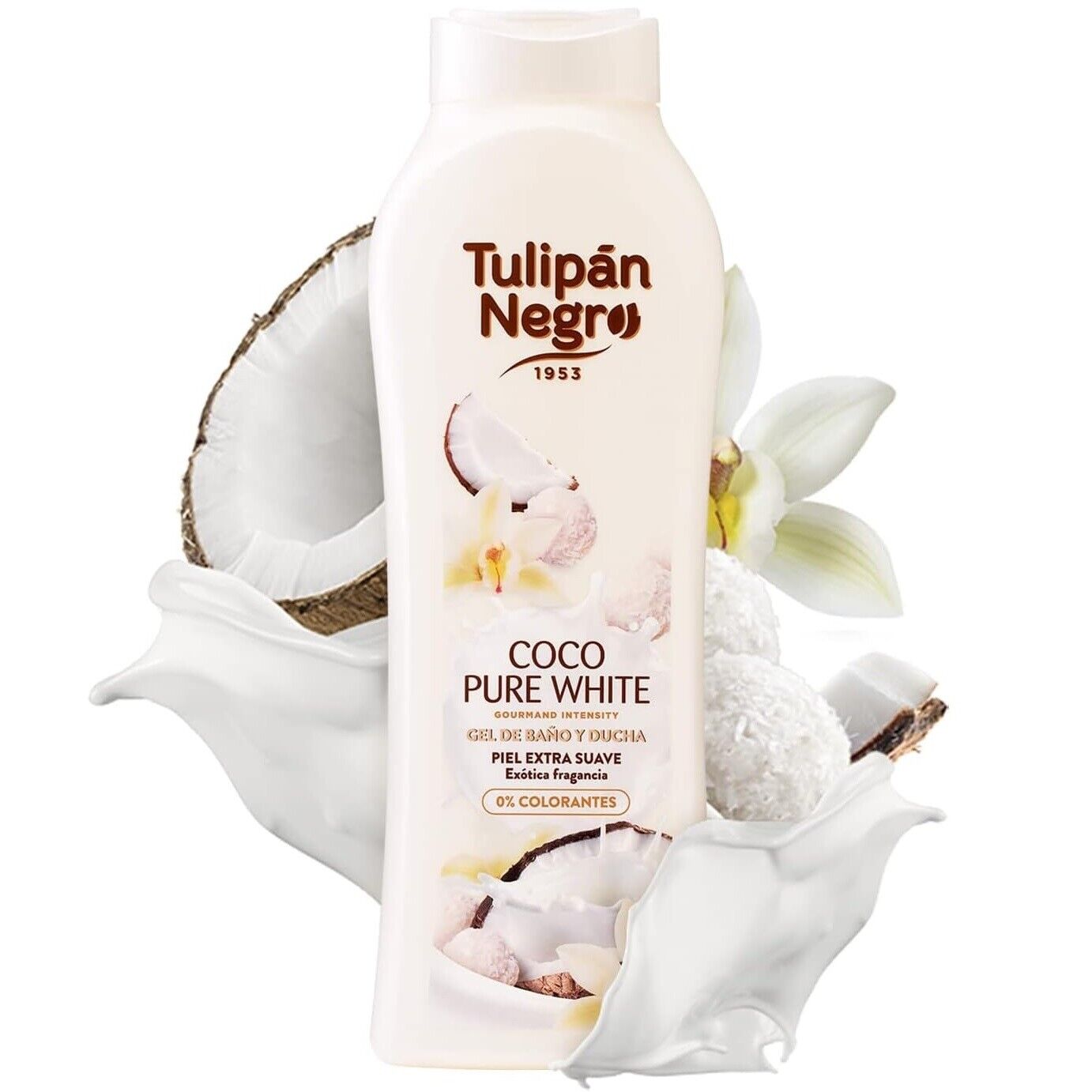 TULIPAN NEGRO SHOWER GEL BAGNO (COCCO BIANCO PURO) BAGNOSCHIUMA BIANCO 650ml