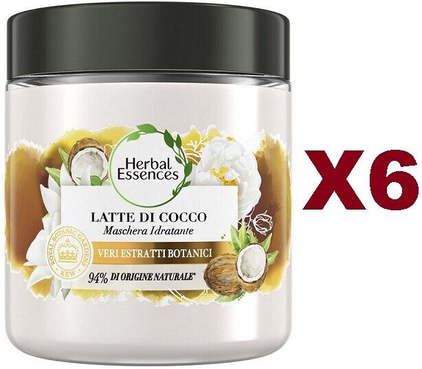 6 PZ HERBAL ESSENCES MASCHERA IDRATANTE CAPELLI LATTE DI COCCO 250ML