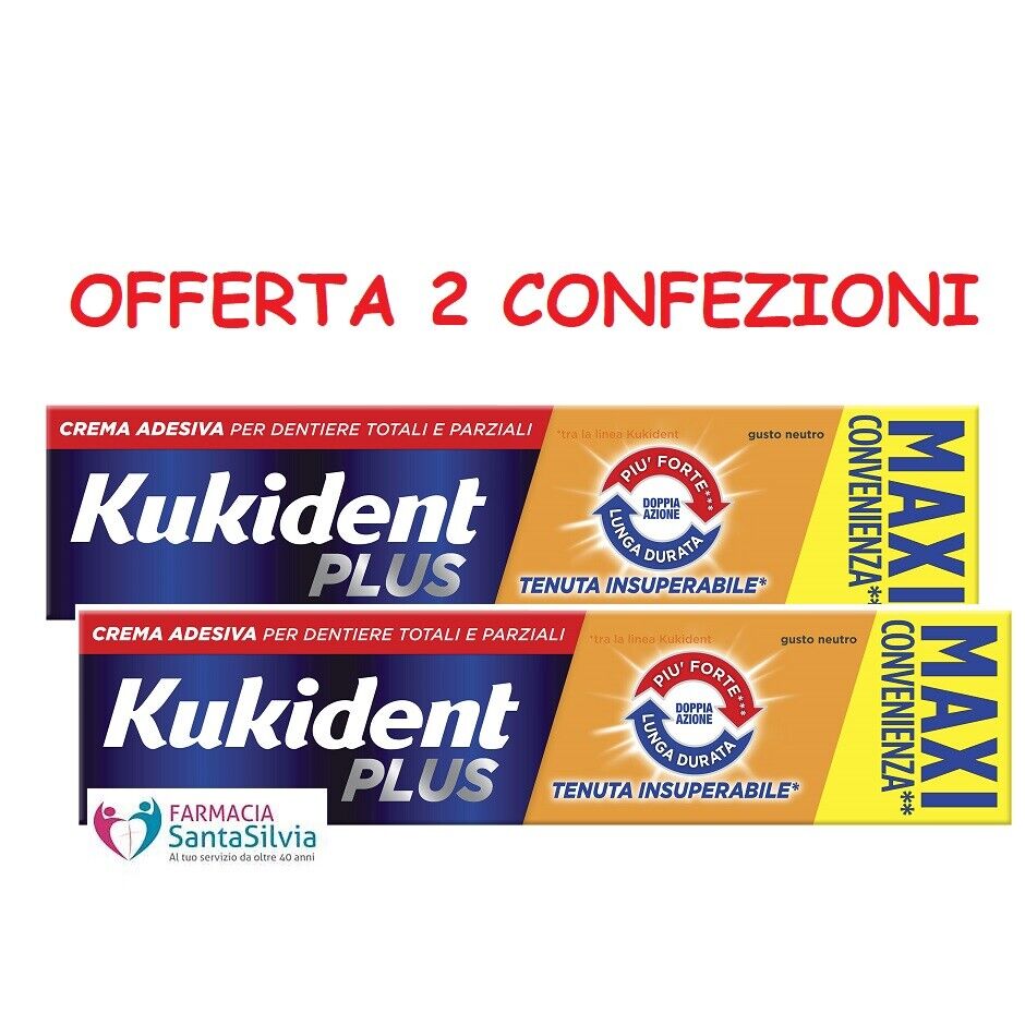 KUKIDENT PLUS TENUTA INSUPERABILE - OFFERTA 2 CONFEZIONI - FORMATO MAXI 65 G