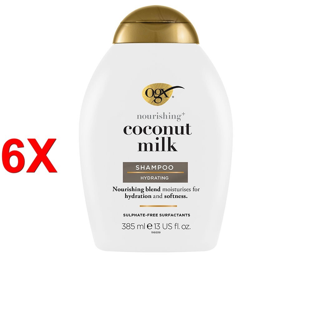 6 X OGX OGX Shampoo al latte di cocco senza parabeni, capelli secchi, idratazio