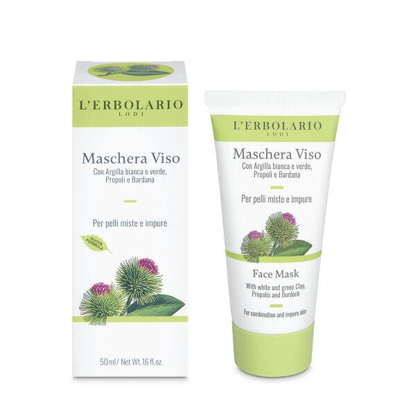 Maschera Viso all'Argilla Propoli Bardana Pelle Mista Impure L'Erbolario
