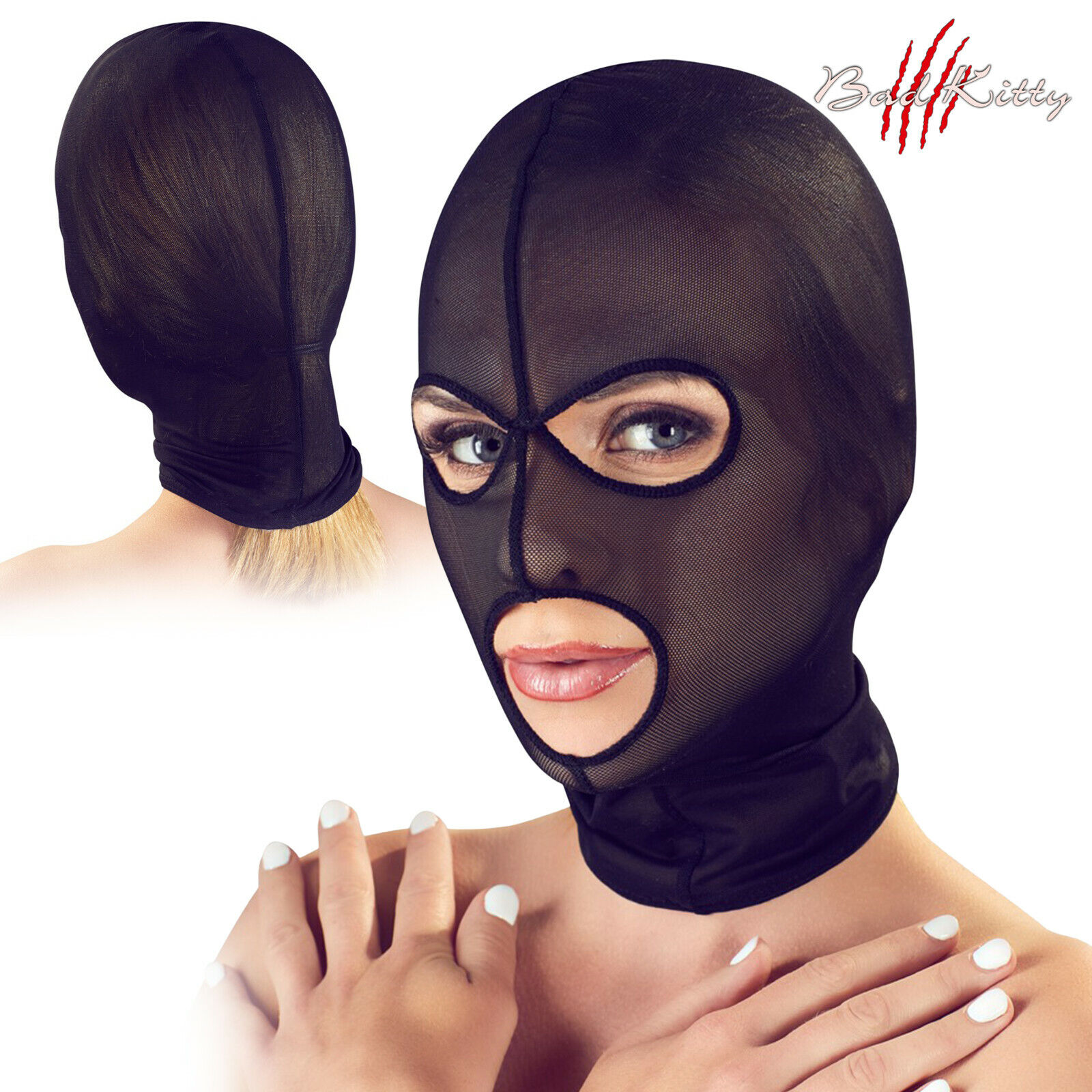 Bad Kitty Capuccio Powernet Semitrasparente Bondage Sexy Fetish Head Mask BDSM