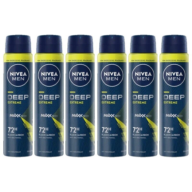 6pz NIVEA MEN Deodorante uomo Deep Sport black carbon 150ml