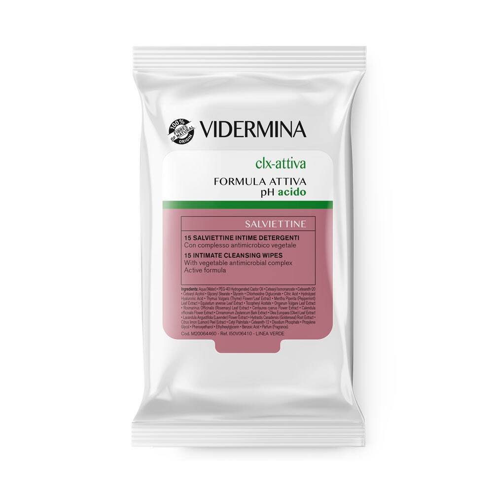 Vidermina Clx Attiva - Salviette Intime Detergenti 15 Pezzi