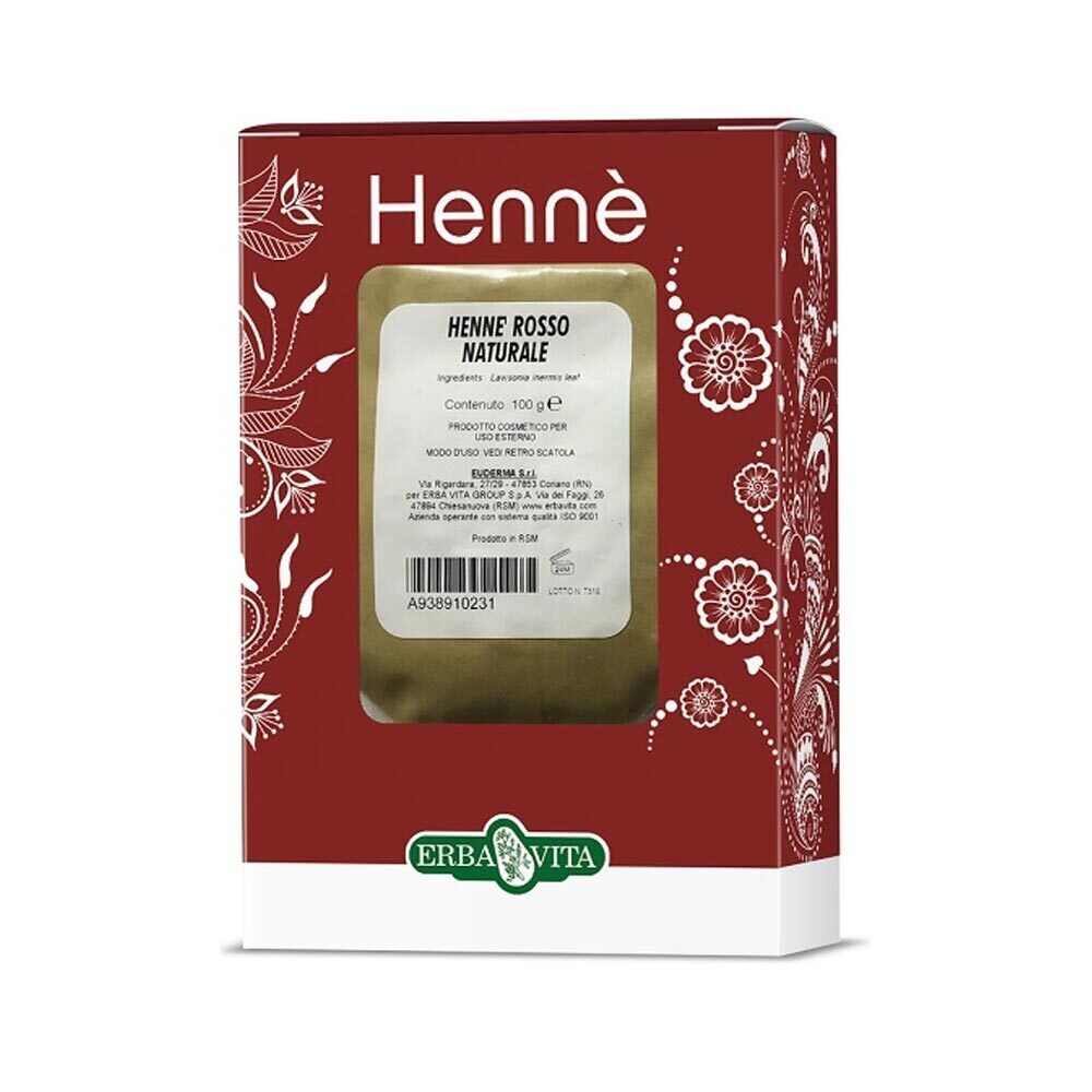 Erba Vita Hennè Rosso Naturale Colorante Capelli, 100g