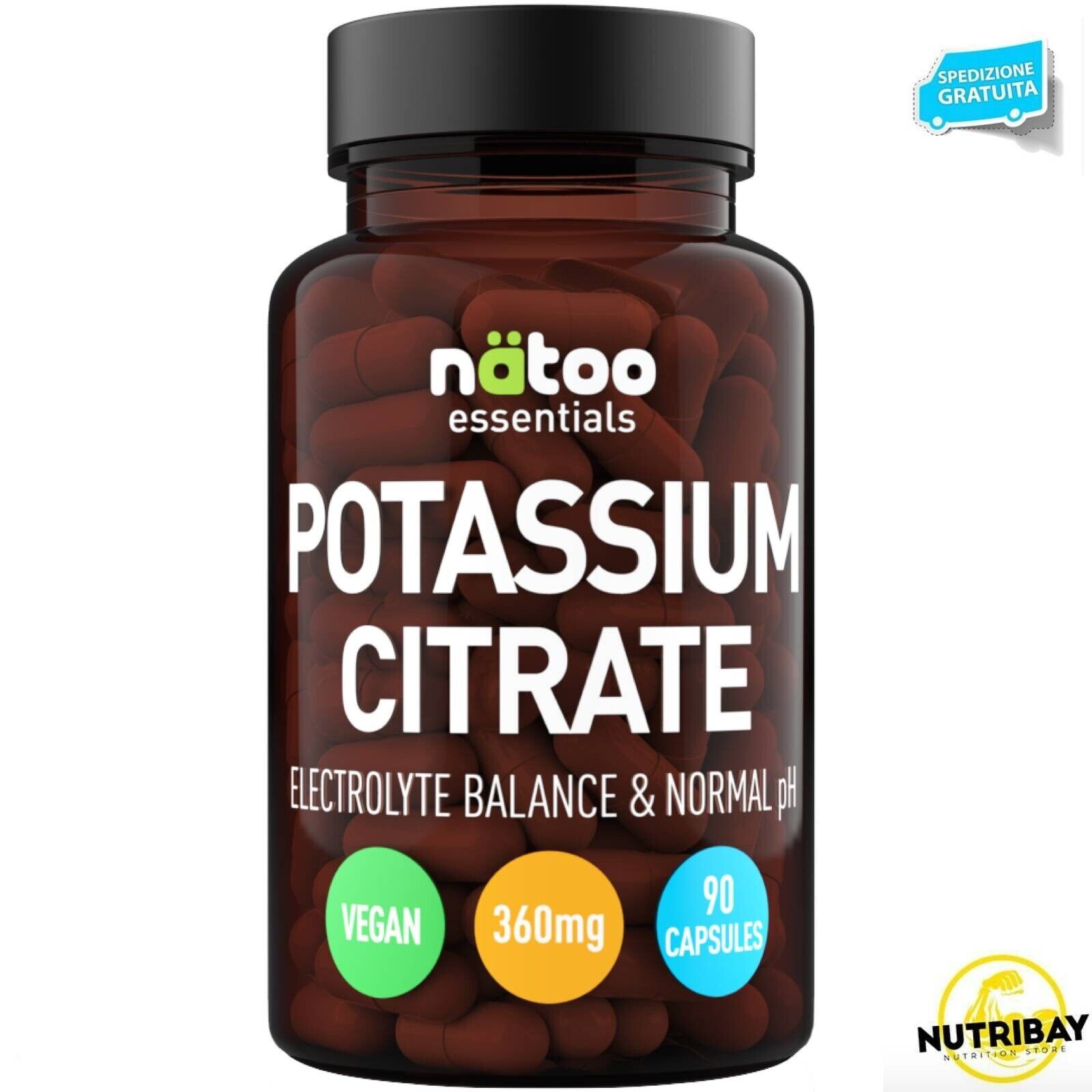 NATOO ESSENTIALS POTASSIUM CITRATE - 90 CAPS  INTEGRATORE DI POTASSIO