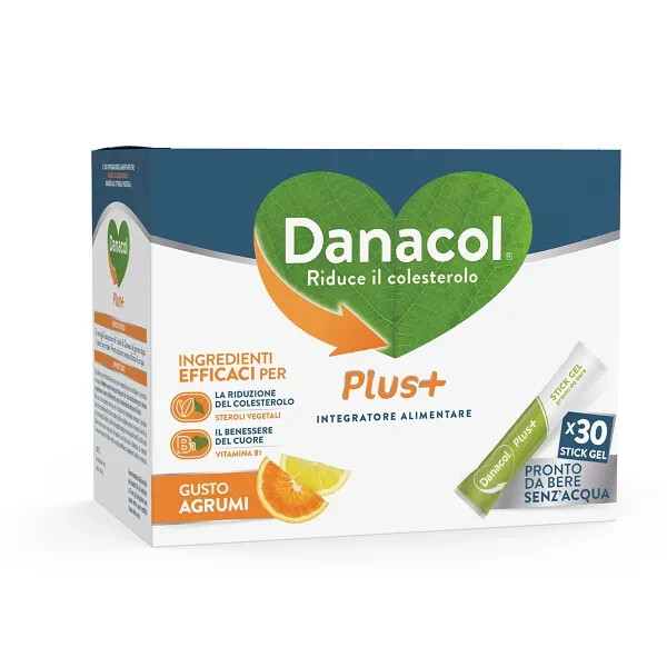 Integratore Danone Danacol Plus + 30 Stick Gel RIDUCE IL COLESTEROLO - Agrumi