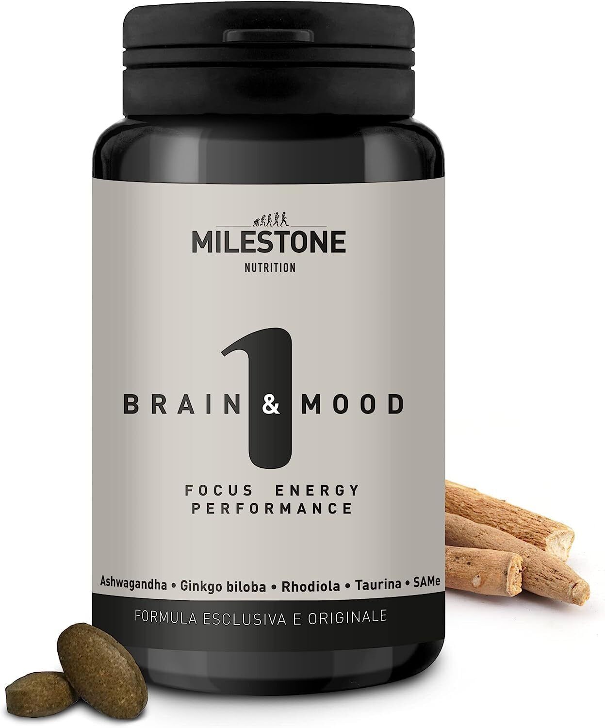 Brain & Mood Integratore Nootropico Naturale Ashwagandha Ginkgo Biloba 60 CPR