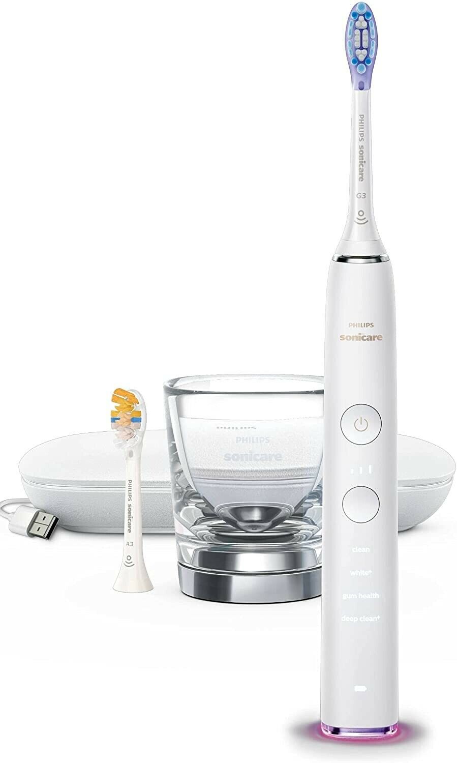Spazzolino elettrico sonico Philips Sonicare DiamondClean 9000 HX9917/88, Bianco