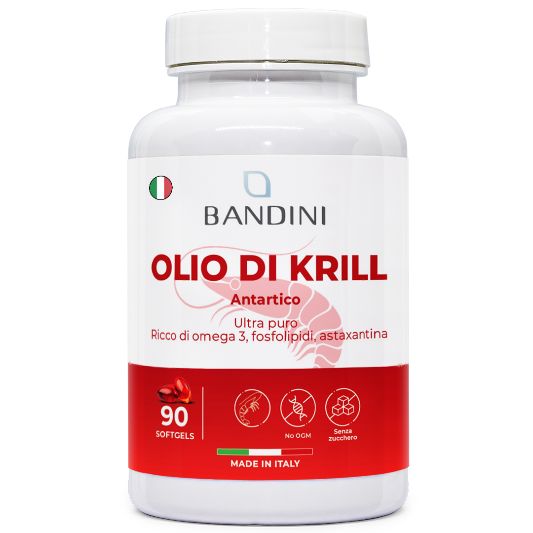 Bandini® Olio di Krill Antartico 90 Capsule Molli, 155mg EPA e DHA,100% Naturale