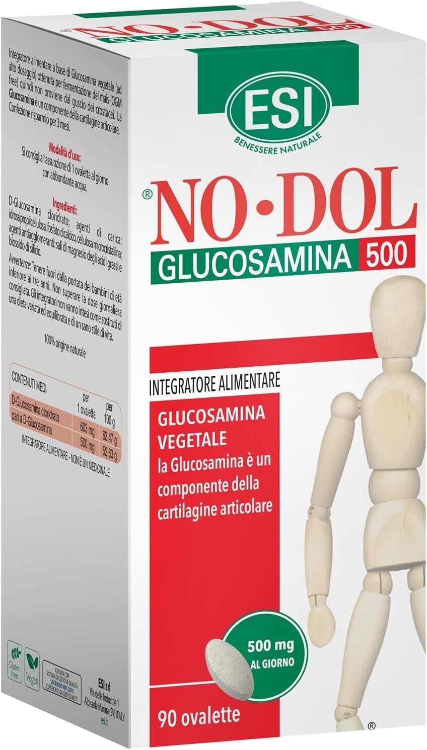 ESI - No-Dol Glucosamina 500, Integratore Alimentare a Base di Glucosamina,...