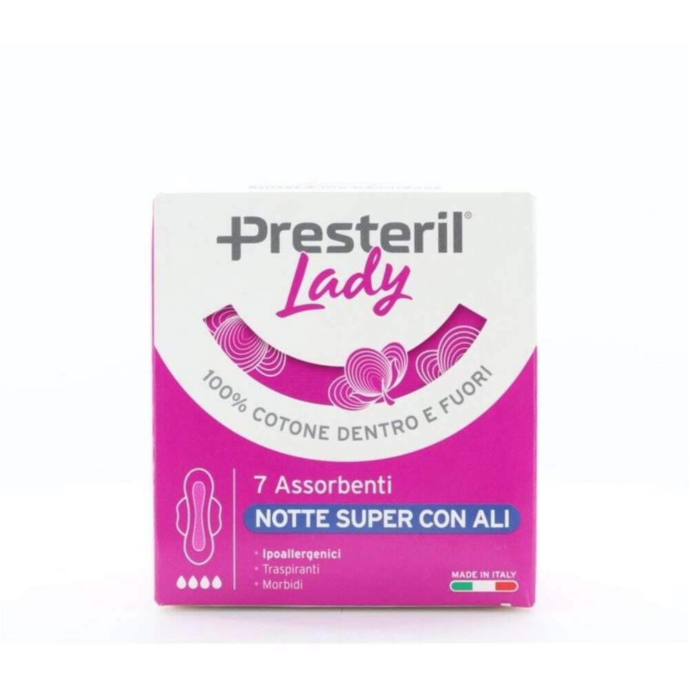 Lady Presteril Assorbenti Notte Super con Ali, 7 assorbenti
