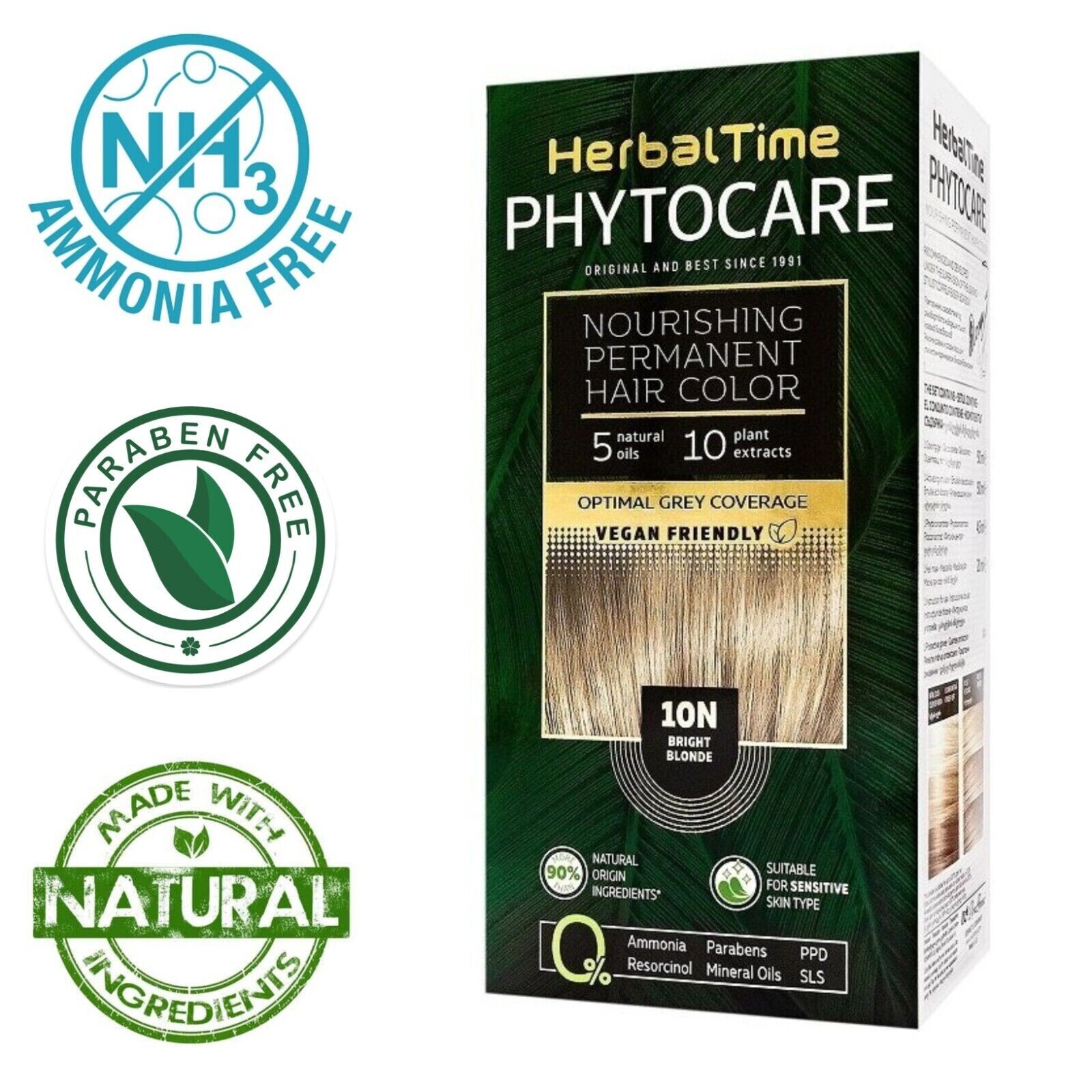 Tinta per capelli nutriente senza ammoniaca 10N Biondo brillante Herbal Time