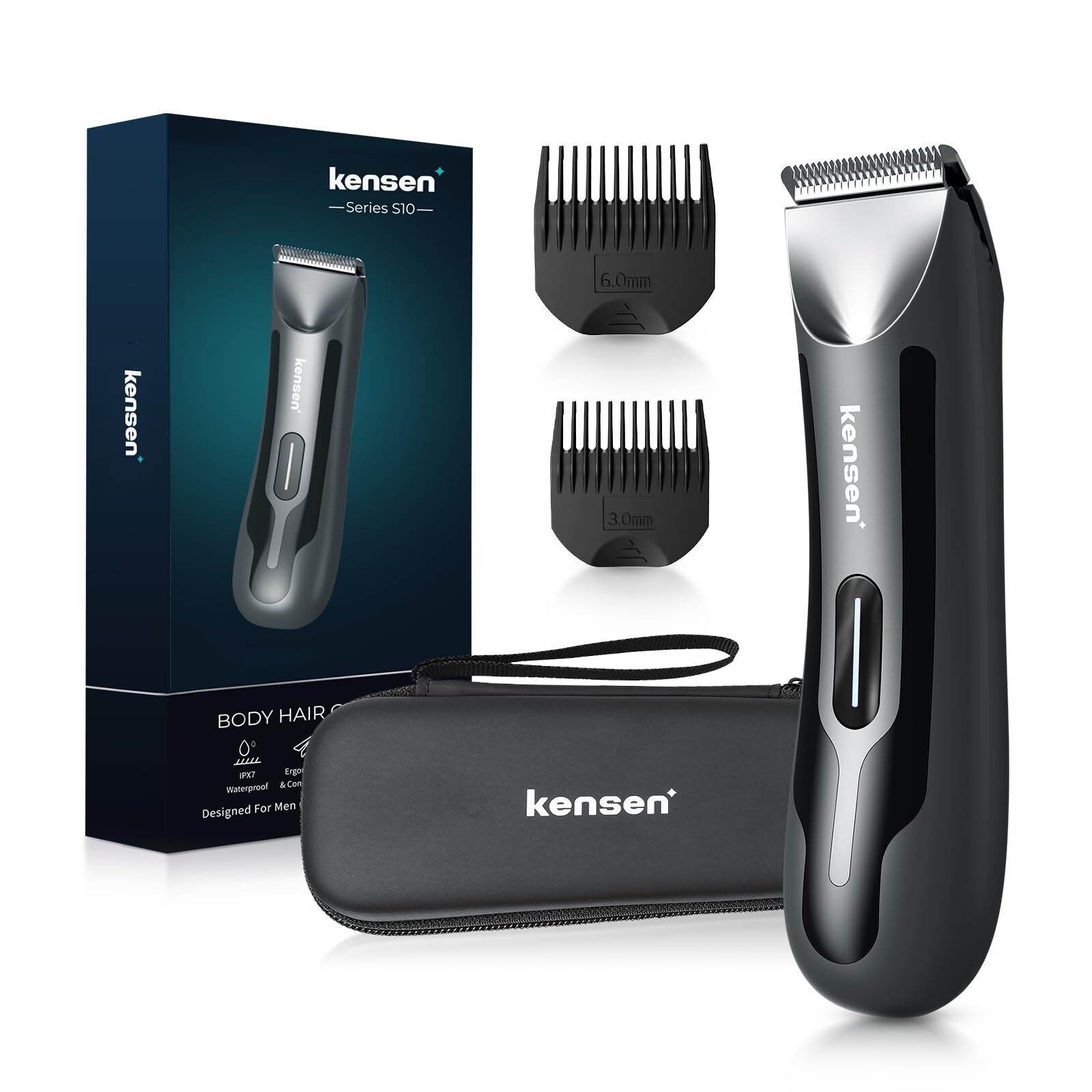 KENSEN Rasoio Elettrico Barba Depilatore Corpo Uomo, con illuminazione a (C9t)
