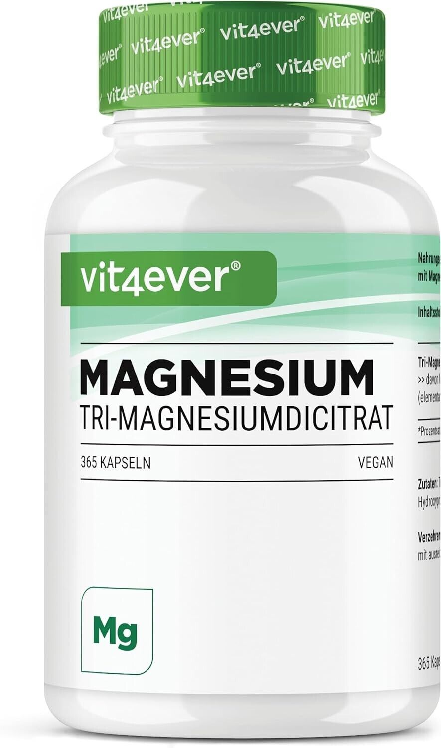Magnesio citrato - 365 capsule - 2250 mg Per dose giornaliera Vegano