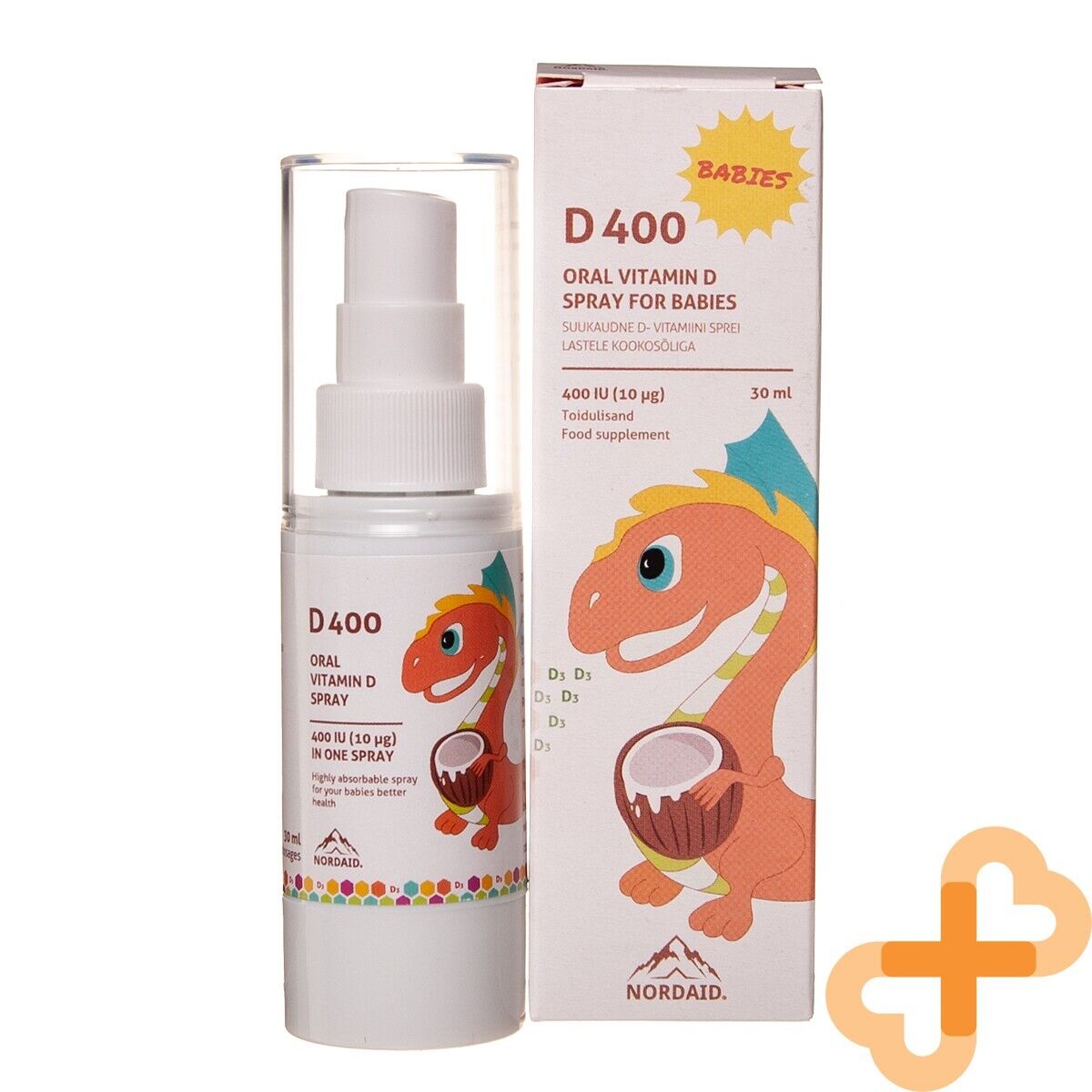NORDAID SPRAY BABIES Vitamina D3 MCT Olio di Cocco 400IU 30 ml Sistema Immuni...