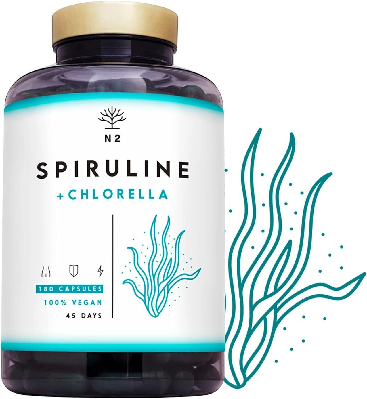 N2 Natural Nutrition Alga Spirulina Chlorella Integratore Antiossiossidante
