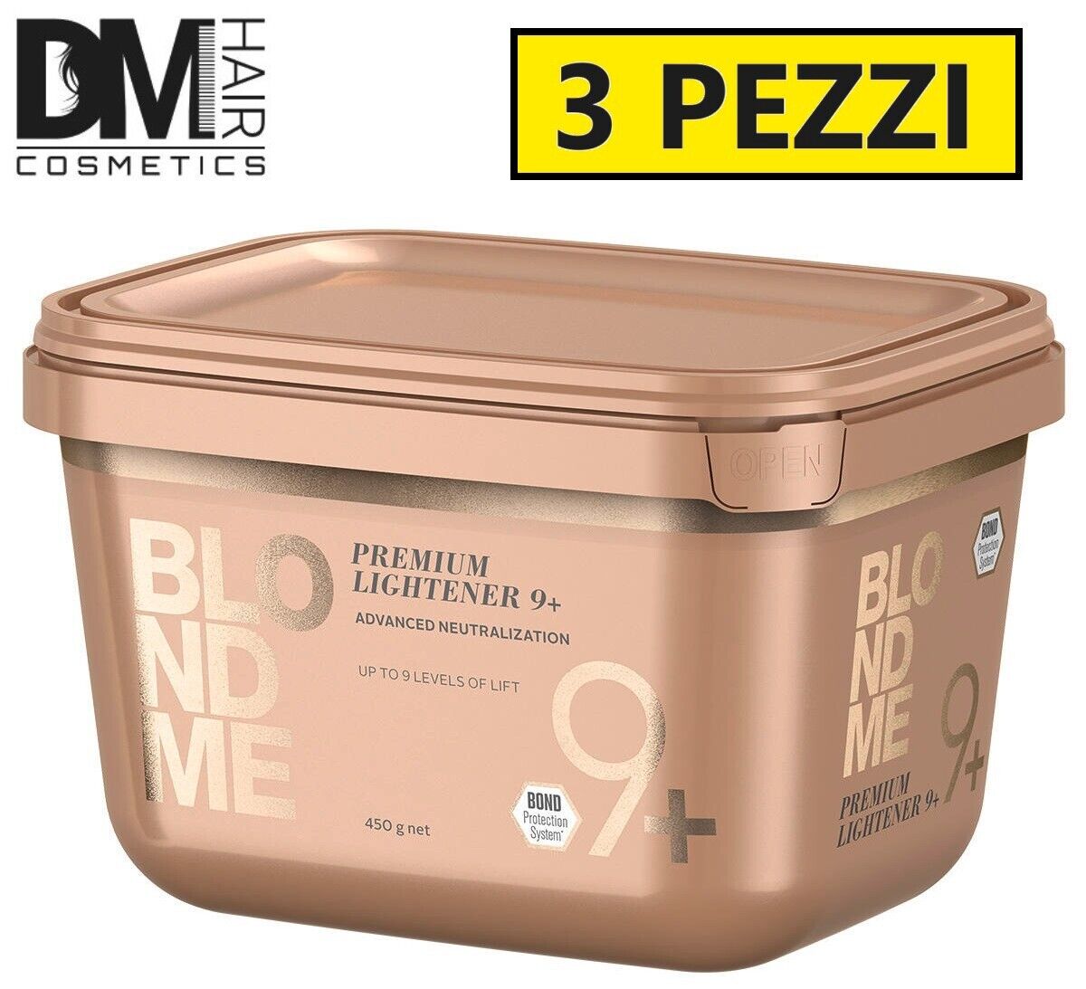 3 PEZZI  Schwarzkopf BLONDE ME BlondMe Polvere Decolorante Premium Lift 9+ 450gr