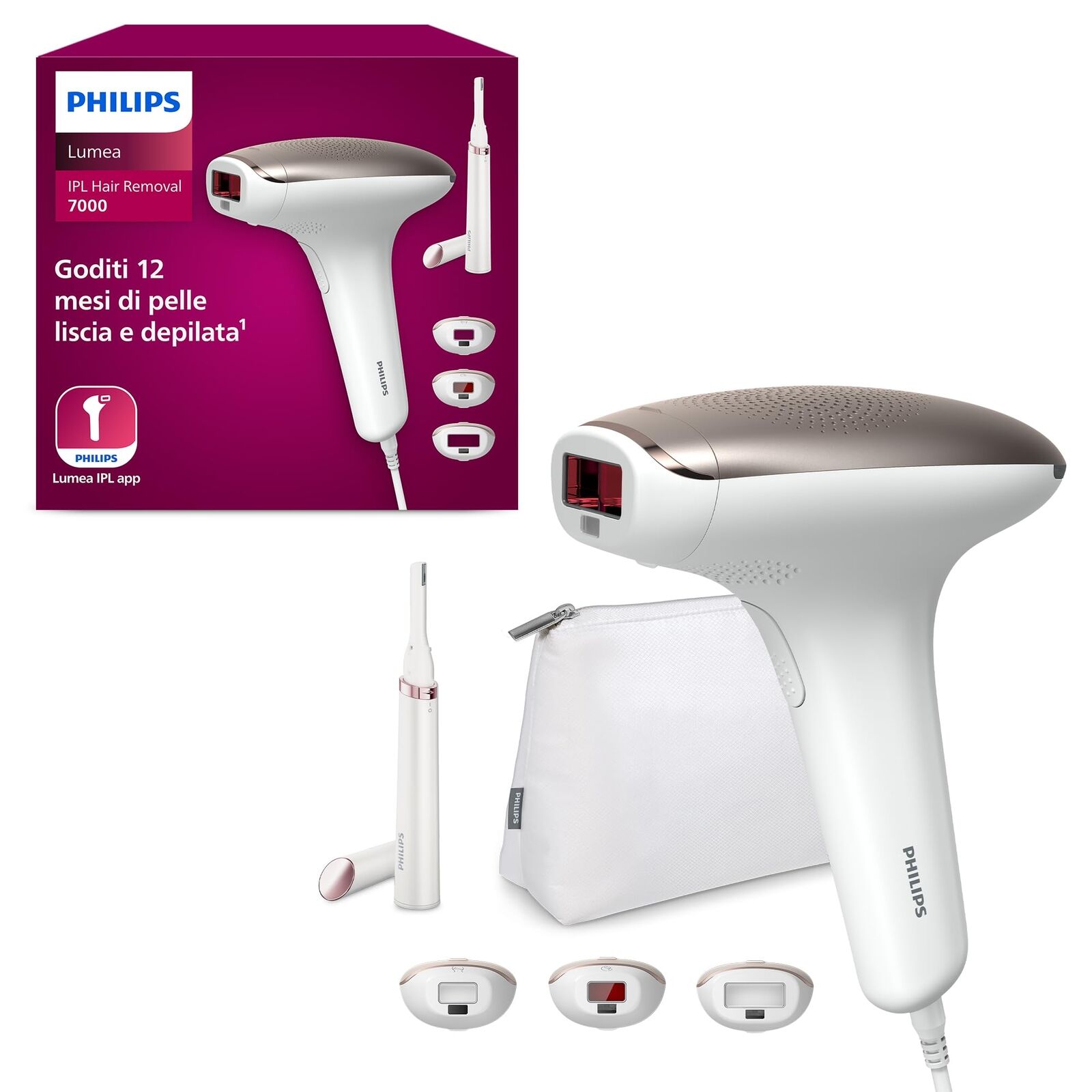 Philips Lumea 7000 Series, dispositivo di epilazione IPL, alternativa ai (a5S)