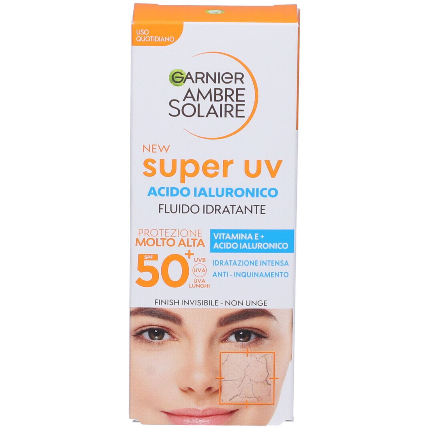 Garnier Ambre Solair Super Uv Acido Ialuronico Fluido Idratante SPF50 Vegan 40ml