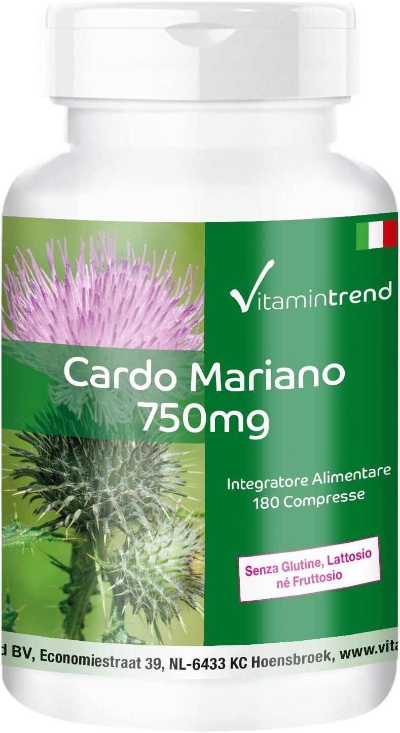Integratore Estratto di Cardo Mariano 750mg  80% Silimarina 180 compresse