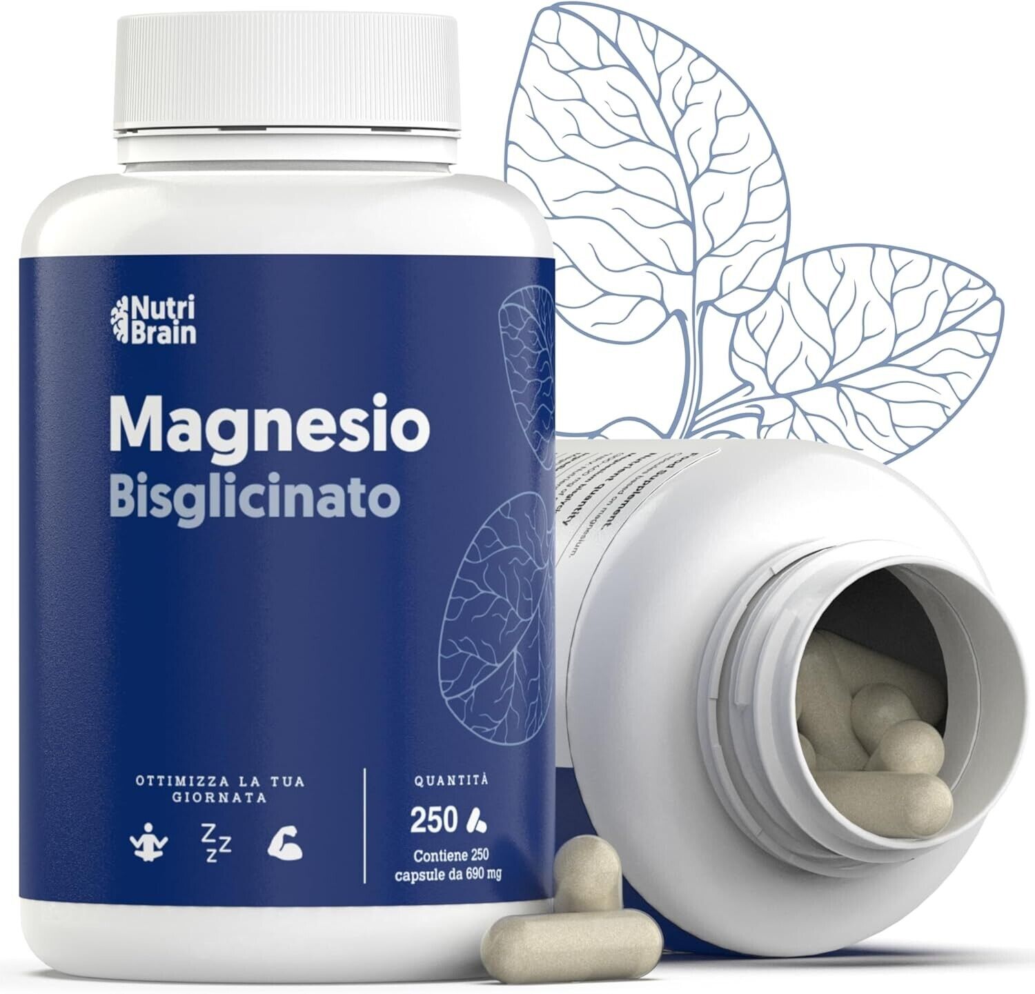 Magnesio Bisglicinato 2.000mg, 250cps MASSIMO Assorbimento,