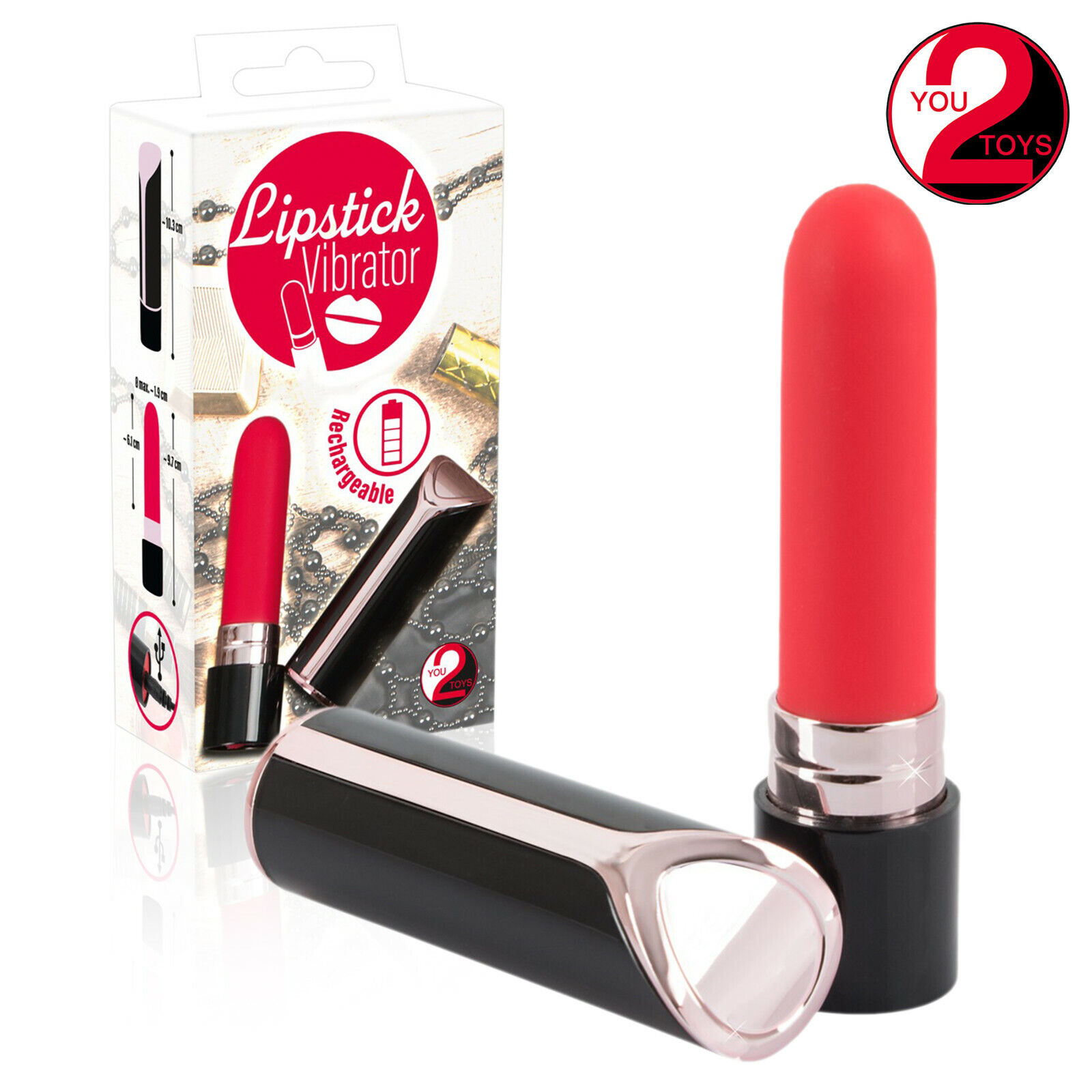 Vibratore a Forma di Rossetto Ricaricabile USB Mini Lipstick Shaped Clit