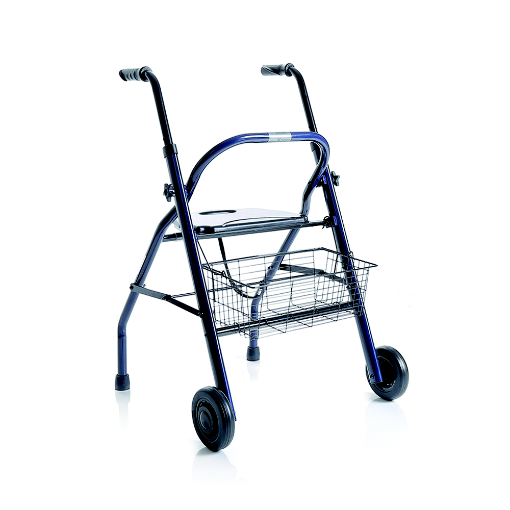 Deambulatore girello Rollator pieghevole per anziani Zeus In Acciaio 2 Ruote con