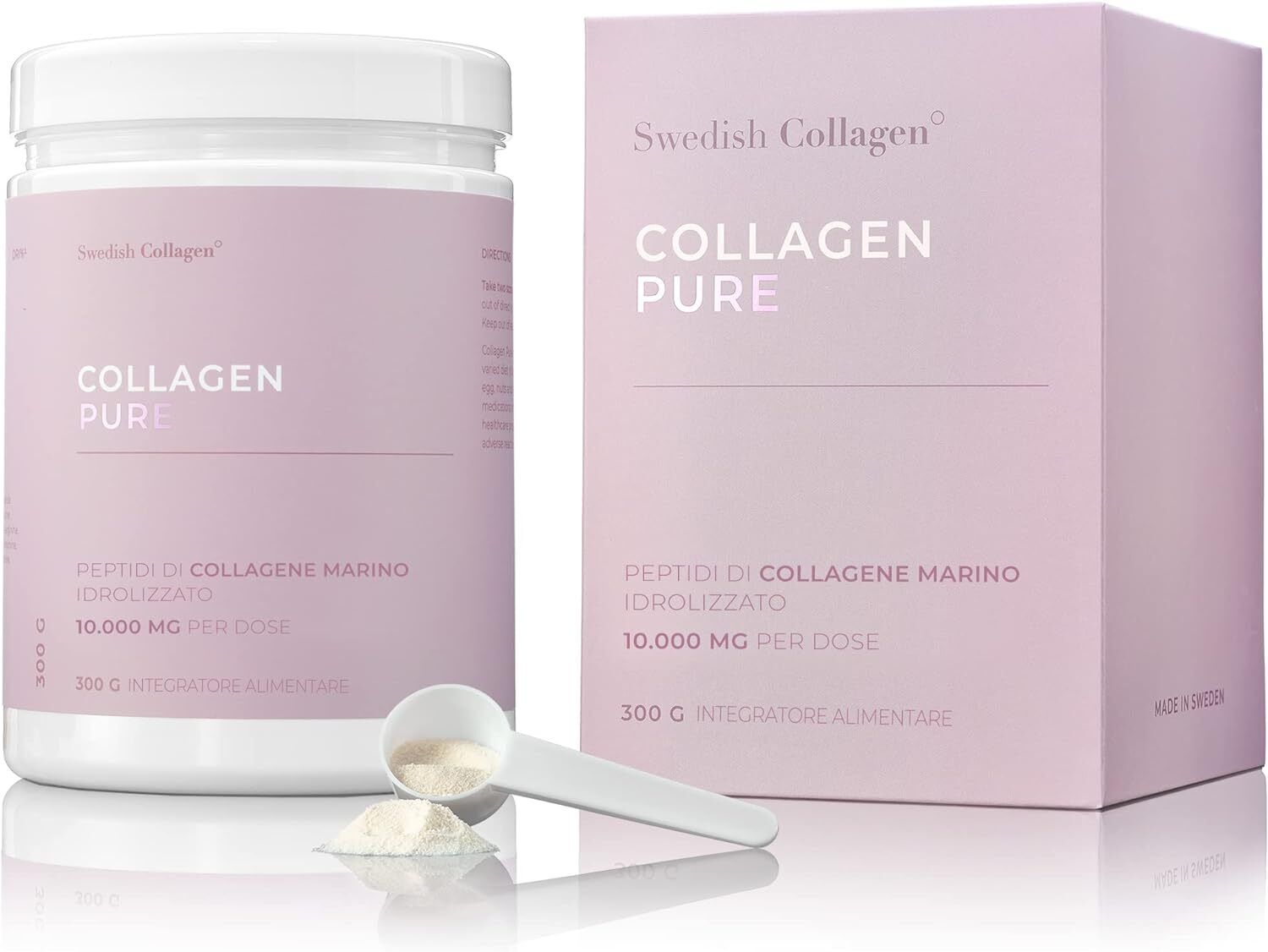Swedish Collagen - Collagen Pure 300 g Peptidi di Collagene Marino Idrolizzato