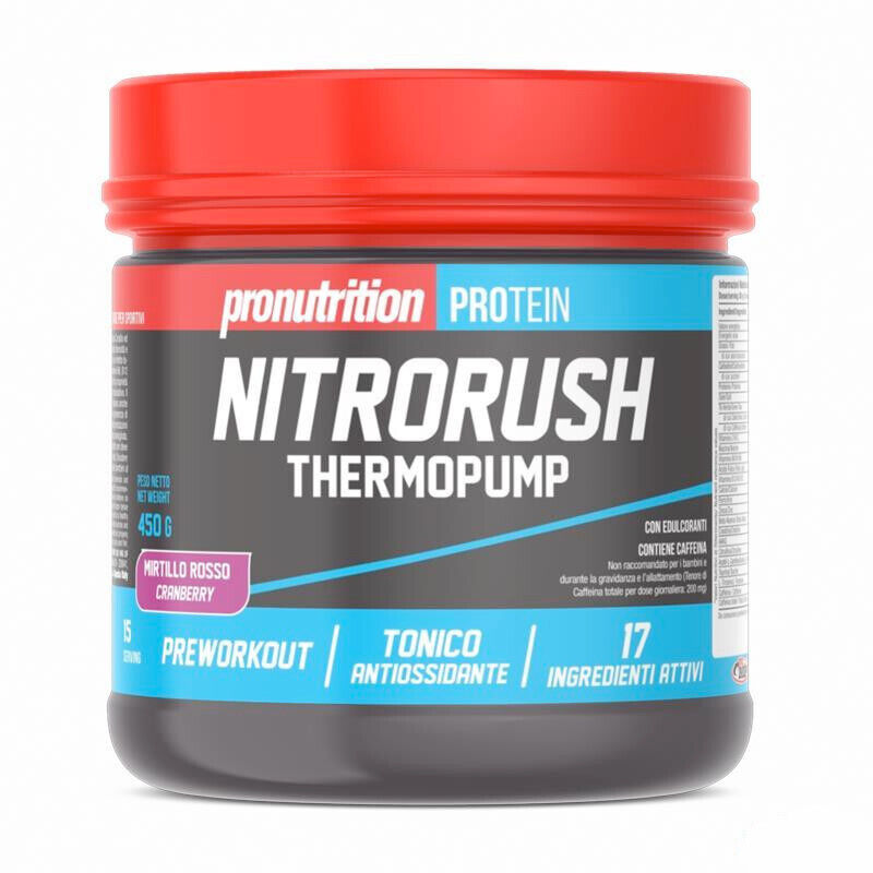 Pronutrition NITRORUSH thermopump Pre-Workout Termogenico Mirtillo Rosso 450g