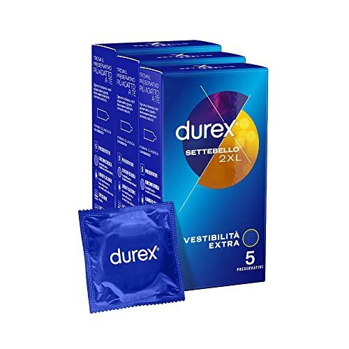 Durex Settebello XXL Preservativi Extra Large (60 mm), 3 confezioni, 15 Profilat
