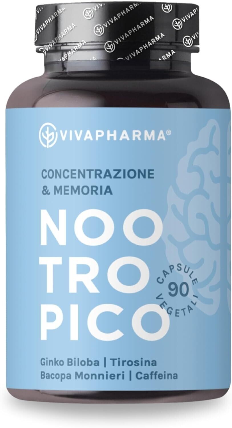 Nootropico Naturale - 90 capsule - - Integratore Memoria e Concentrazione - Made
