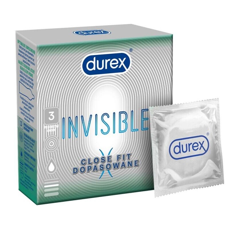 Preservativi Durex Invisible Close Fit, 3 pezzi