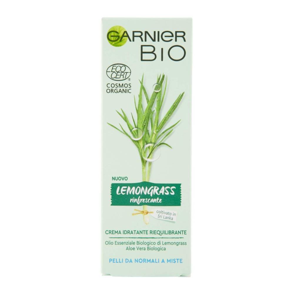 Garnier Bio Crema Viso Idratante Riequilibrante Lemongrass e Aloe Vera 50 Ml
