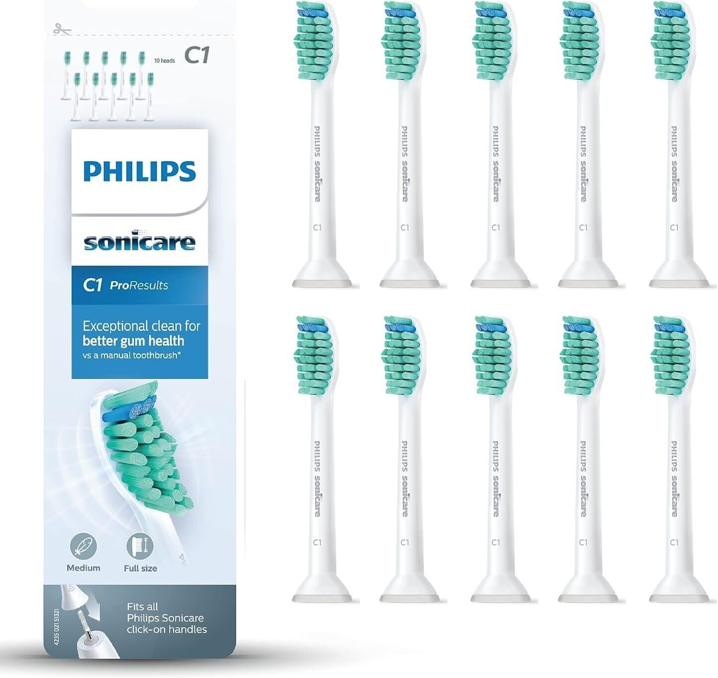 10x Testine C1 ProResults di ricambio per Philips Sonicare Spazzolino Elettrico