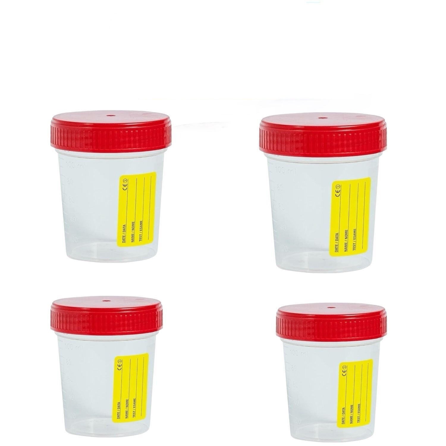 4 Pz CONTENITORI URINE 120 ml STERILE CON TAPPO ERMETICO A VITE