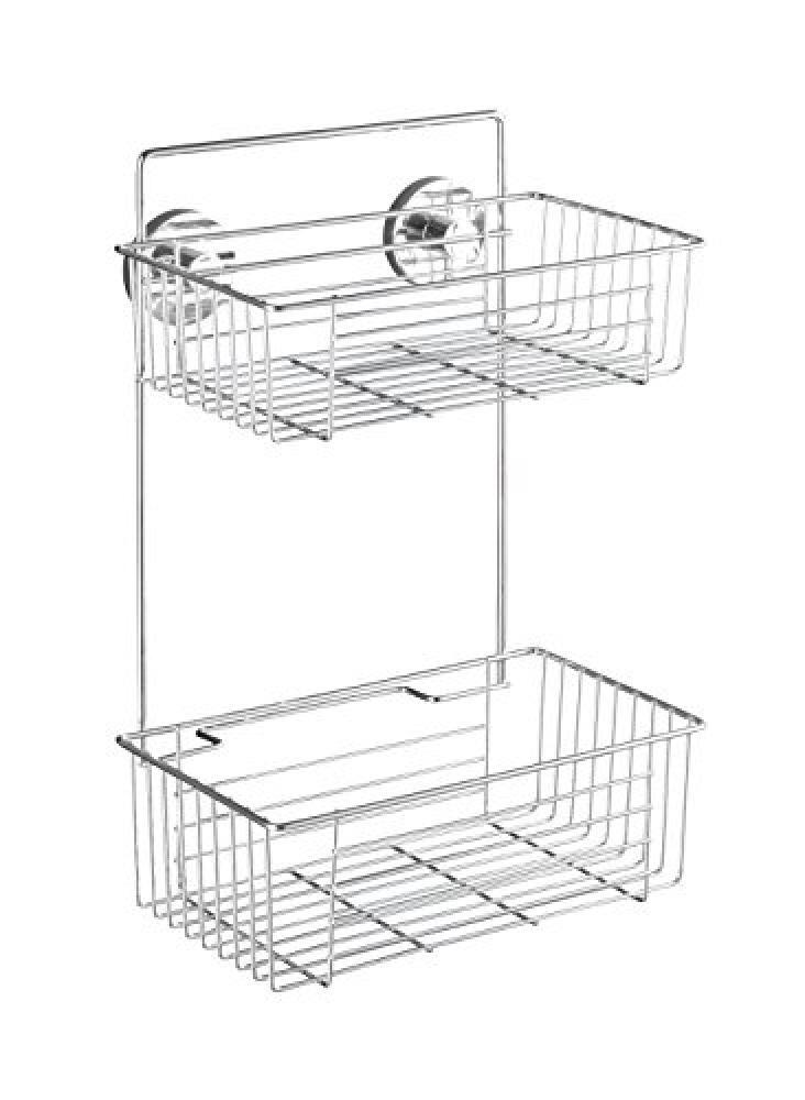 Wenko Vacuum Loc Wall Shelf with 2 Shelves Bari No Need For drilling - NUOVO