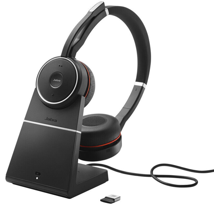 Jabra Evolve 75 MS Stereo Bluetooth USB Cuffie Con Ricarica Stand 7599-832-199