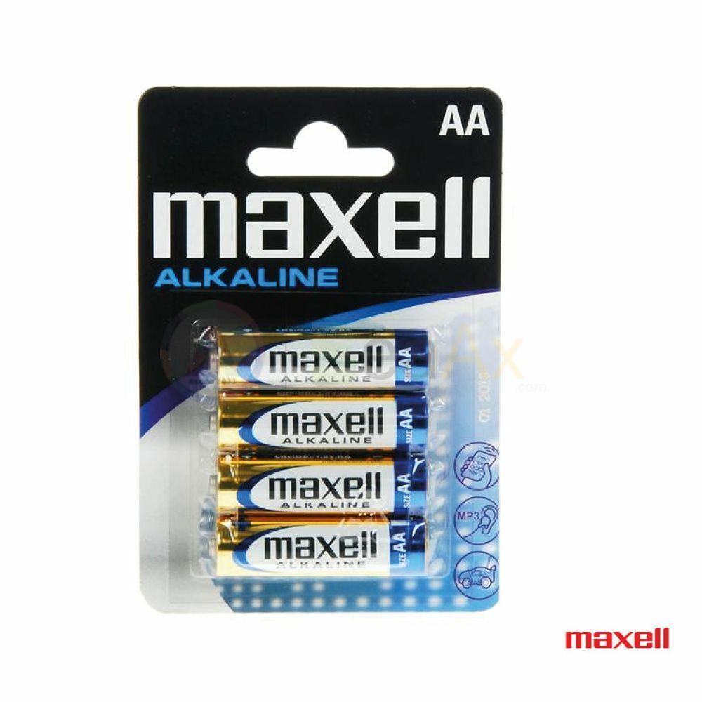 Batteria pila Alcalina 1.5 V stilo AA Maxell LR6 confezionate blister pack 4 pz.