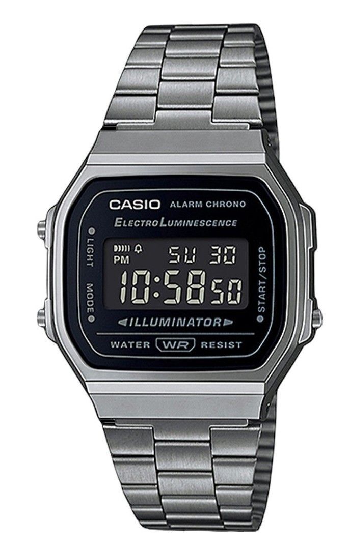 Casio Illuminator Vintage Digital Sveglia Chrono Nero A168WGG-1B Orologio Unisex