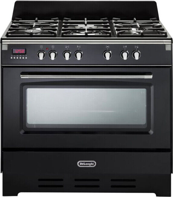 De Longhi Cucina a gas 5 Fuochi Forno Elettrico Ventilato 90x60 cm Nero MEM965NN