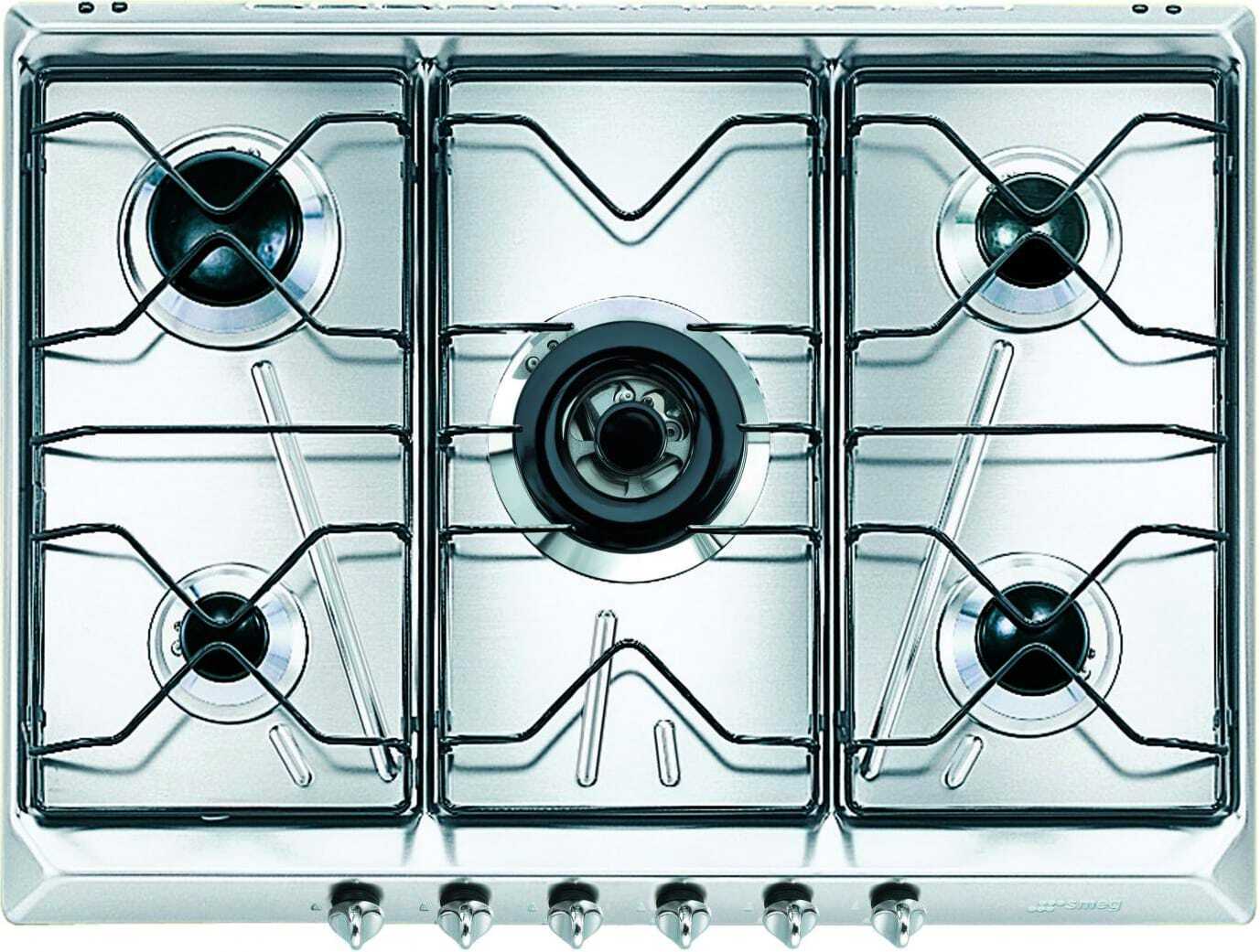 Smeg Piano Cottura 5 Fuochi 70 cm a Gas da Incasso Acciaio Inox SRV576-5
