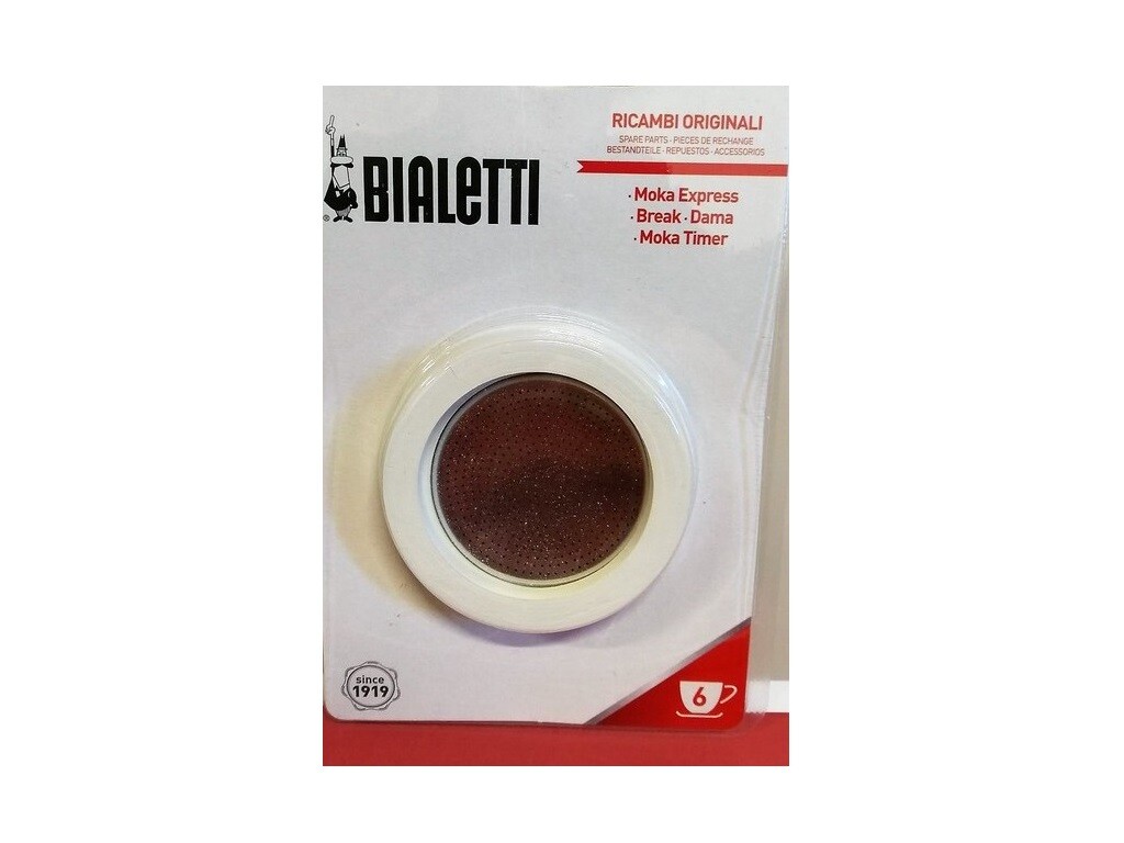 RICAMBI ORIGINALI BIALETTI PER CAFFETTIERA MOKA 3 GUARNIZIONI+PIASTRINA TZ. 6
