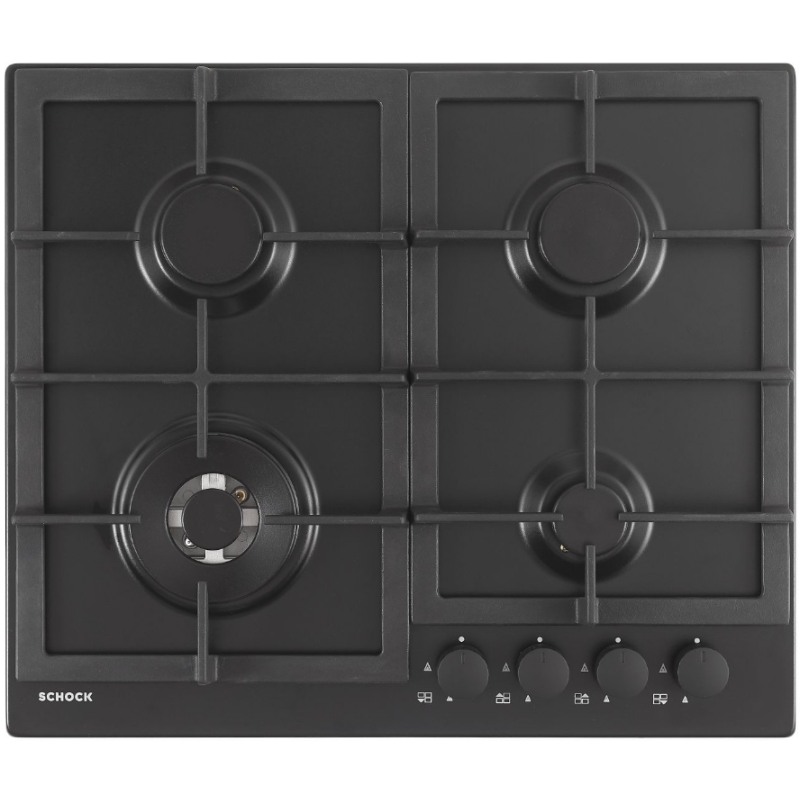 SCHOCK STR64THBK PIANO COTTURA 60 CM 4 FUOCHI A GAS COLORE NERO OPACO