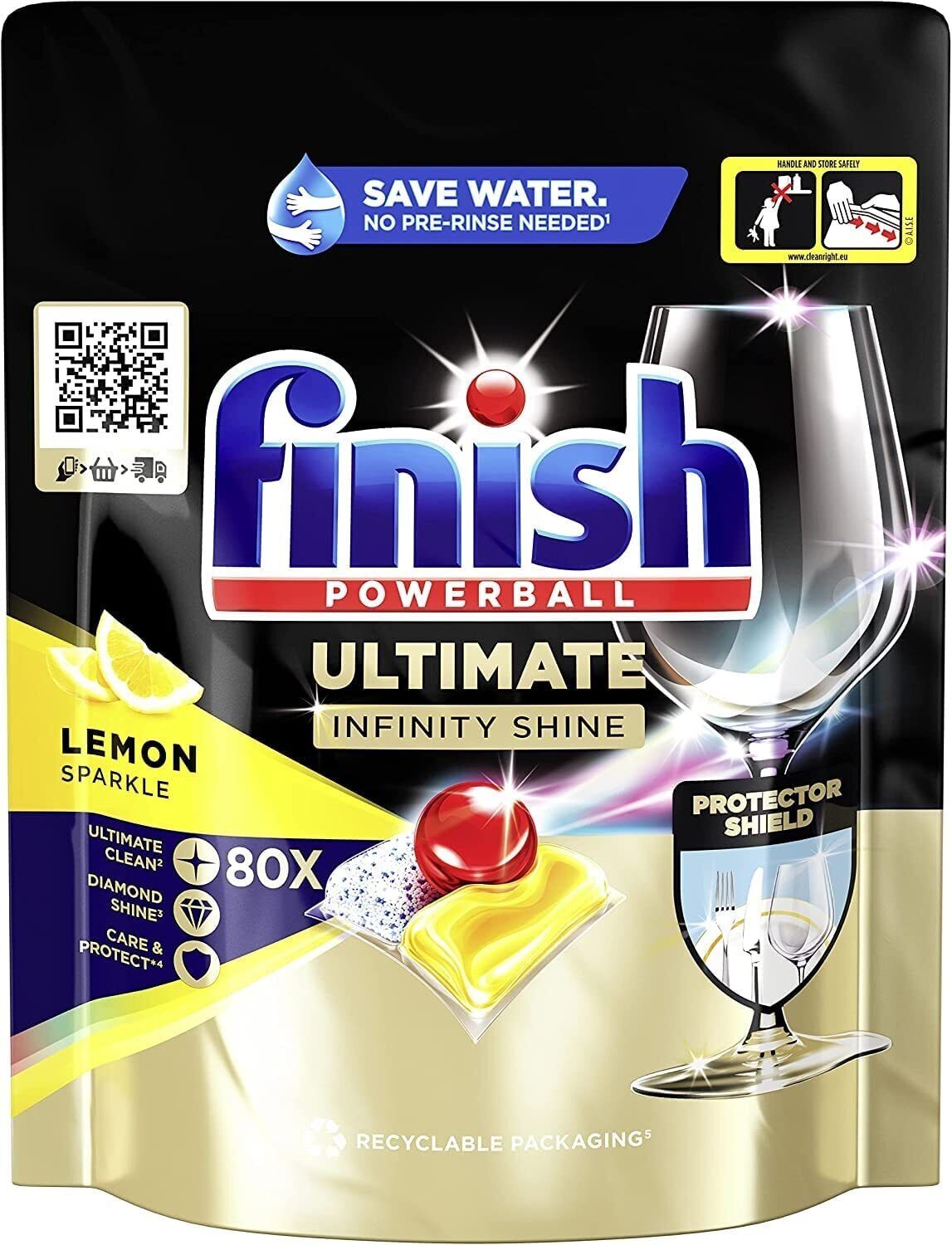 Finish Ultimate Infinity Shine Pastiglie Lavastoviglie al Limone 80 Capsule