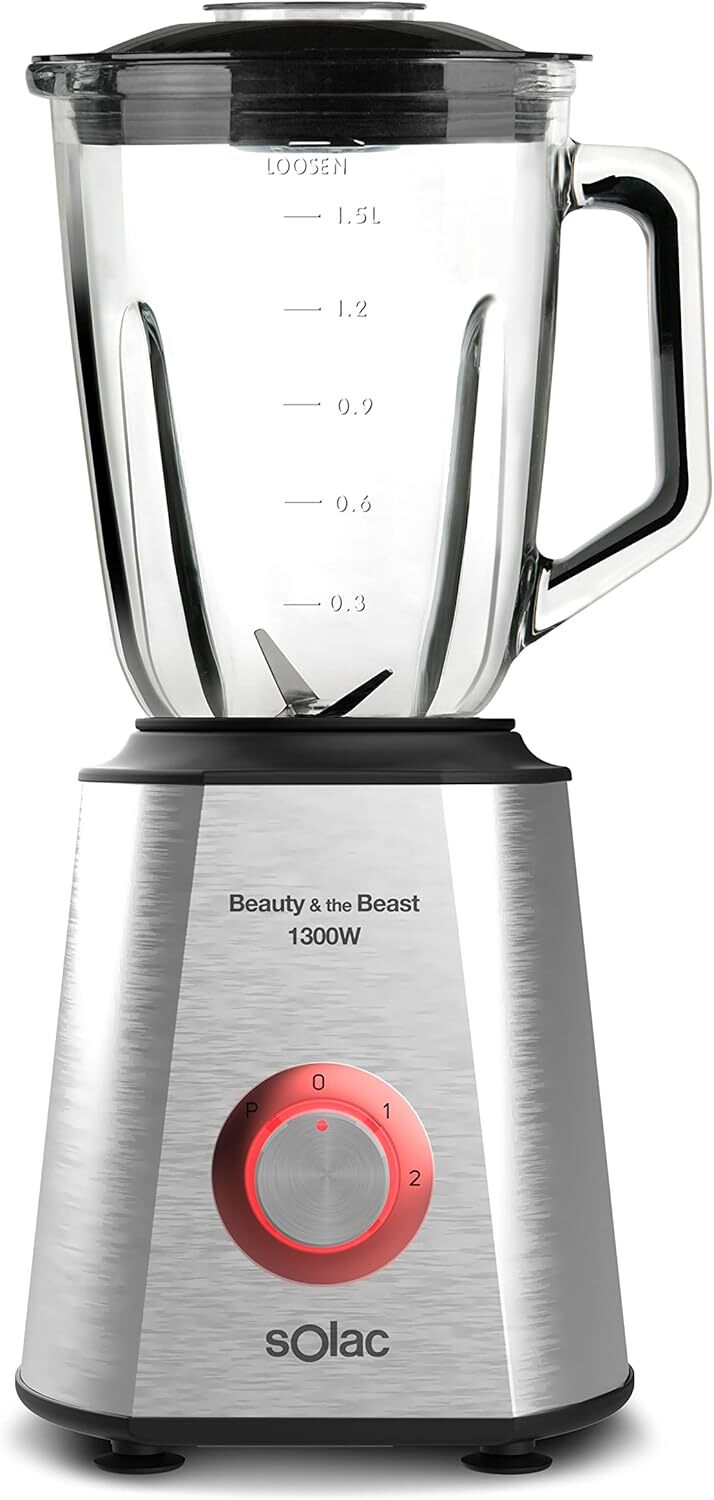 Solac - Frullatore Beauty and the Beast, 1300 W, Caraffa in vetro da 1,5L,...