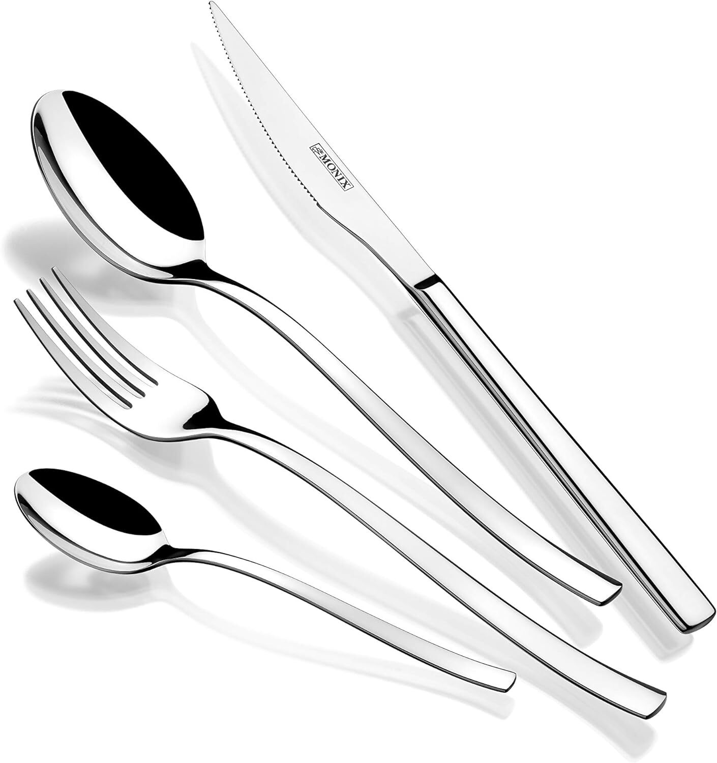 Monix Génova - Set di posate da 24 pezzi con coltello bistecca, in...